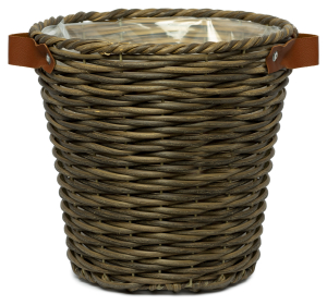 Кашпо плетеное с ручками d28 полипропилен коричневое