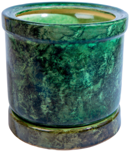 Горшок Цилиндр d14,5 см керамический зеленый с подставкой