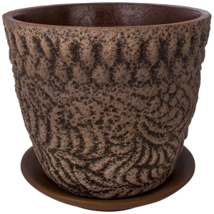 Кашпо Хохлома d14 см керамическое оливковое с поддоном