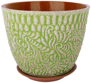 Кашпо Хохлома d17 см керамическое лайм с подставкой