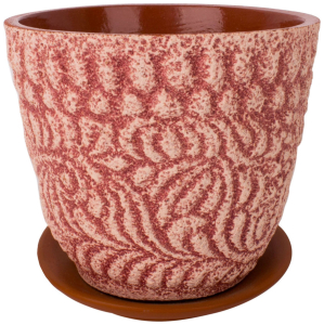Кашпо Хохлома d17 см керамическое розовое с поддоном